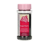 FunCakes Sugar Pearls Medium Shiny Black: Cake Sprinkles, Great Taste, Perfect for Cake Decorating, Edible Sugar Pearls. 80 g.