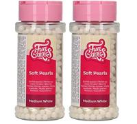 FunCakes Sugar Pearls Medium Shiny White: Cake Sprinkles, Great Taste, Perfect for Cake Decorating, Edible Sugar Pearls. 60 g. (Pack of 2)