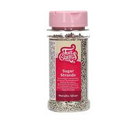FunCakes Sugar Strands Metallic Silver: Cake Sprinkles, Great Taste, Perfect for Cake Decorating, Cupcake Sprinkles. 80 g.