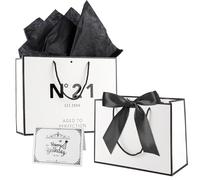 FUNCANDLE 21st Birthday Gift Bag 13" White Black Celebration Essentials for 2005 Born Boys Girls Includes Card and Tissue Paper Decorations Anniversary Present Paper Bags for Gifts Wrapping