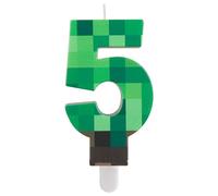 FUNCANDLE Pixel Game Happy 5th Birthday Candles,Green Number 5 Candles,Cartoon Gaming Theme Birthday Candle Decorations for Boys Girls Party Supplies Decorations