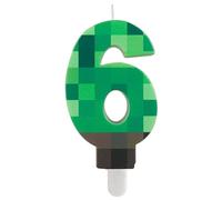 FUNCANDLE Pixel Game Happy 6th Birthday Candles,Green Number 6 Candles,Cartoon Gaming Theme Birthday Candle Decorations for Boys Girls Party Supplies Decorations