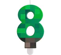 FUNCANDLE Pixel Game Happy 8th Birthday Candles,Green Number 8 Candles,Cartoon Gaming Theme Birthday Candle Decorations for Boys Girls Party Supplies Decorations
