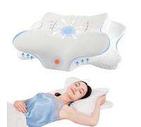 FUNCCUBE Cervical Neck Pillow - Memory Foam Butterfly Pillow for Pain Relief Sleeping, Ergonomic Neck Support Contour Pillows for Side Back Stomach Sleepers,Orthopedic Breathable Pillowcase, White