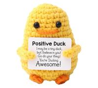 FunceTends Positive Crochet Duck Doll, Emotional Support Gift, Emotional Support Crochet, Good Luck Charm, Pick Me up Gifts for Women, Home Office Party Decorations