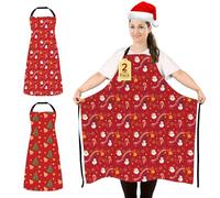 FunChaos 2 Pack Plus Size Funny Christmas Kitchen Aprons for Women Men Adjustable Cooking Chef Aprons Waterproof Bib Aprons Cute Xmas Party Aprons Gift for Bakers Wife Husband Family, Xmas Pattern