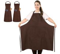 FunChaos 2 Pcs Plus Size Chef Apron, Coffee Apron, Unisex Aprons with 2 Pockets for Cooking, Grilling, BBQ, Work, Professional Aprons for Waiter Artist Hairdresser (Large Size)
