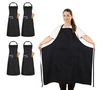 FunChaos 4 Pack Plus Size Chef Aprons, Large Kitchen Apron with 2 Pockets, Adjustable Waterproof Black Apron for Big Men and Women for Cooking, Baking, Cleaning, Gardening, BBQ