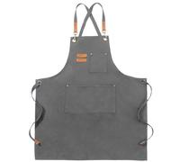 FunChaos Canvas Aprons, Chef Aprons for Men Women, Adjustable Strap Work Apron with 3 Pockets, Apron for Servers Kitchen Cooking Baking Artist Painting, Cross Back (Gray)