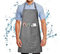 FunChaos Chef Apron for Men and Women Wash Free Bib Apron with 2 Pockets Water & Oil Proof Adjustable Aprons Professional for Cooking Kitchen Gardening Painting BBQ, Grey