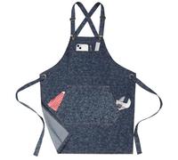 FunChaos Cotton Denim Apron for Men Women, Cross Back Chef Apron with Large Pockets Removable Straps for Kitchen Cooking Gardening BBQ Hair Stylist Barista, Heavy Duty Jean Work Apron Adjustable Size