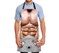 FunChaos Funny Creative Cooking Chef Apron with 3D Muscle Man Adjustable Sexy Kitchen Apron Waterproof Novelty Bib Aprons for BBQ Party Cosplay Xmas, Gift for Men Dad Husband Boyfriend, Muscle Man 02