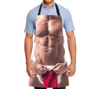 FunChaos Funny Creative Cooking Chef Apron with 3D Muscle Man Adjustable Sexy Kitchen Apron Waterproof Novelty Bib Aprons for BBQ Party Cosplay Xmas, Gift for Men Dad Husband Boyfriend, Muscle Man 03