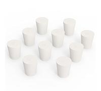 FunChem Pack of 10 Solid Rubber Stoppers Size 3# White Tapered Tapered for Lab Caps and Plugs