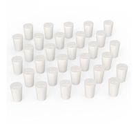 FunChem Pack of 30 Solid Rubber Stoppers, Size 00#, White Tapered for Lab Caps and Plugs