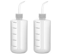FunChem Wash Bottle, 2-Pack Plastic Lab Squeeze Washing Bottle with Clear Graduations, LDPE, Narrow Mouth (500 mL)