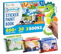 Funcils Paint by Sticker Book for Kids Age 4-8, 30 Colour Sticker by Number