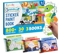 Funcils Paint by Sticker & Number for Kids - 30 Color by Sticker Paint Book | Travel, Airplane, Car Activities for Kids Ages 4-8 Girls Boys | Art & Crafts Games, Puzzle Books, Learning Educational Kit