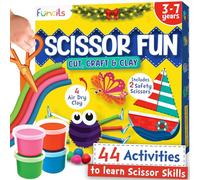 Funcils Toddler Scissors Skills for Kids with Air Clay - 2 Preschool Safety Scissors, Fine Motor Toys for Kids, Cutting & Learning Crafts Activities, Art Supplies Gifts for Boys & Girls Ages 3 4 5 6 7