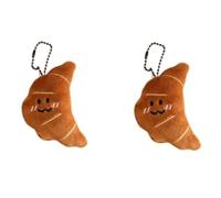 FUNCITTE 2pcs Food Plush Keychain, Cute Food-Shaped, Food Backpack Pendant for Backpack, Decorative Key Ring, Birthday Gift & Home Decor (croissant 8.5 * 6cm)