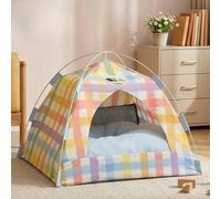 FUNCITTE Cat Bed, Summer Pet Sleeping Mattress, Summer Pet Cave Tent, Pet Bed with Non-Slip Base, Washable Cat House with Mesh Window for Small Medium Cats (Style A,63×63×54cm)