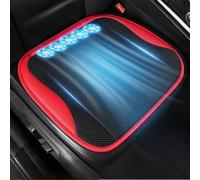 FUNCITTE Cooling Car Seat Cover with USB Port, Comfort Ventilated Seat Pad with Fan, 3 Adjustable Cool Speed, Non-Slip Comfort Cooling Seat Pad for Vehicles Office Chair Wheelchair (Red,5 fans)