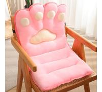 FUNCITTE One-piece Chair Cushion with Back Support, Cute Plush Cat Claw Pad with Ties & Elastic, Soft Cartoon for Armchair Sofa Office (Pink)