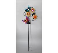 FUNCITTE Solar Garden Stake Lights, Metal Bee & Butterfly Flower Decorative Stake, Colorful LED Solar-Powered Outdoor Light, Waterproof Yard Art Decor for Patios, Lawns, and Backyards (Style 1)