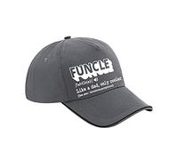 Funcle-Uncle Definition Funny Gift for Him, Father’s Day, Buddy Uncle, Secret Santa Birthday Present from Niece or Nephew Authentic Piped 5 Panel Cap. (Graphite Grey Black)