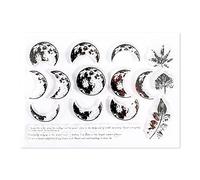 FUNCOCO Clear Stamps, Retro Multi Element Scrapbooking Clear Stamps Elegant Frame Butterfly Flowers Leaves Letters Clear Stamps - Moon Phase