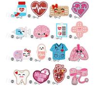 Funcolor Retractable Badge Reel Nursing: 16PCS Cute Nurse Badge Reels Clip for ID Name Card - Badges Holder Bulk Gifts for Pediatric Doctor Student Medical Healthcare Assistant