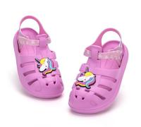 FUNCOO PLUS Girls Sandals Closed Toe Outdoor Sandals Lightweight EVA Shoes Easy Fasten Summer Beach Jelly Shoes Size 6