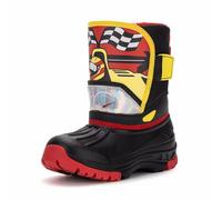 FUNCOO PLUS Kids Winter Wellies, Girls Boys Snow Boots, Warm Fleece Red racing car Rain Shoes Size 9 UK Child