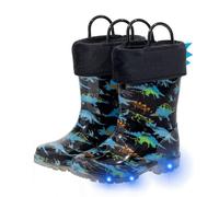 FUNCOO PLUS Wellies for Kids with Removed Warm Lining Carry Handle Wellington Boots Children Wellies Outdoor Light Up Rainy Snow Toddler Shoes Size 1