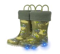 FUNCOO PLUS Wellies for Kids with Removed Warm Lining Carry Handle Wellington Boots Children Wellies Outdoor Light Up Rainy Snow Toddler Shoes Size 12