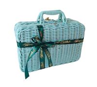 Functioanl Present Packaging Case Fashion Rattan Like Container Handled Case For Christmas Decoration Packaging Box