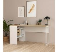 Function Plus Corner Desk - 2 Drawer - White and Oak