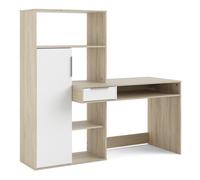 Furniture To Go Function Plus Desk Multi-Functional Desk With Drawer And 1 Door In White And Oak Effect, White