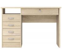 Function Plus Oak Effect 5 Drawer Single Desk