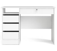 Function Plus White 3+1 Handle Free Drawer Single Desk