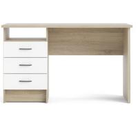 Function Plus White and Oak Effect 3 Drawer Single Desk