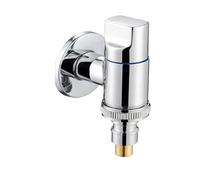 Function Washing Machine Faucet Brass Water Stop Quick Opening Angle Valve Wall Mounted G1/2 Water Stop Clip Triangle Valv(Silver)