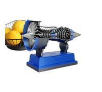 Functional Aircraft Engine Model, Simulation Desktop Ornament, Mechanical Engine with Rotating Parts, Metal Gear Construction Display, Science Toy, Educational Collectible for Teens Adults