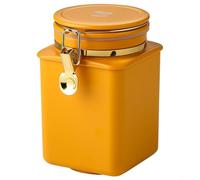 Functional Airtight Food Jar for Coffee For Grounds Beans Tea Cereals Spices Herbs Brown Sugar Snacks with Stackable Design for Kitchen Use (Yellow)
