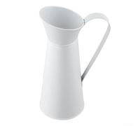 Functional and Decorative Iron Vase in the Shape of a For Mini Coffee Pot for Indoor Use with Smooth Finish and Distinctive Rustic Style Presentation (White)