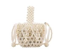 Functional Beaded Crossbody Bag with Elegant Artificial Pearl Bowknot Handbag Shoulder Purse for Stylish Women