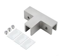 Functional Brass T Shape Glass Mount Holder for Easy Shower Door Installations (Nickel)