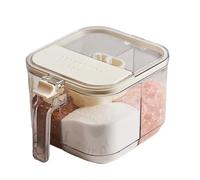Functional Clear 4 Section Countertops Condiment Dispenser With Tight Lid For Salt Pepper And Baking Needs Easy Cleaning Kitchen Spices Box Set