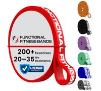 Functional Fitness Bands Pull Up Assistance Band - Single Resistance Band Heavy Duty Workout Exercise Stretch Fitness Bands Assist Set for Body, Red, Resistance Range 10-25 lbs