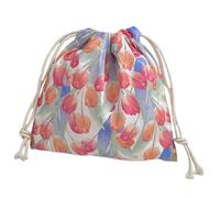 Functional Floral Drawstring Storage Bag Earphone Holder Pouches for Makeup Essential and Small Gadgets Fashion Accessory